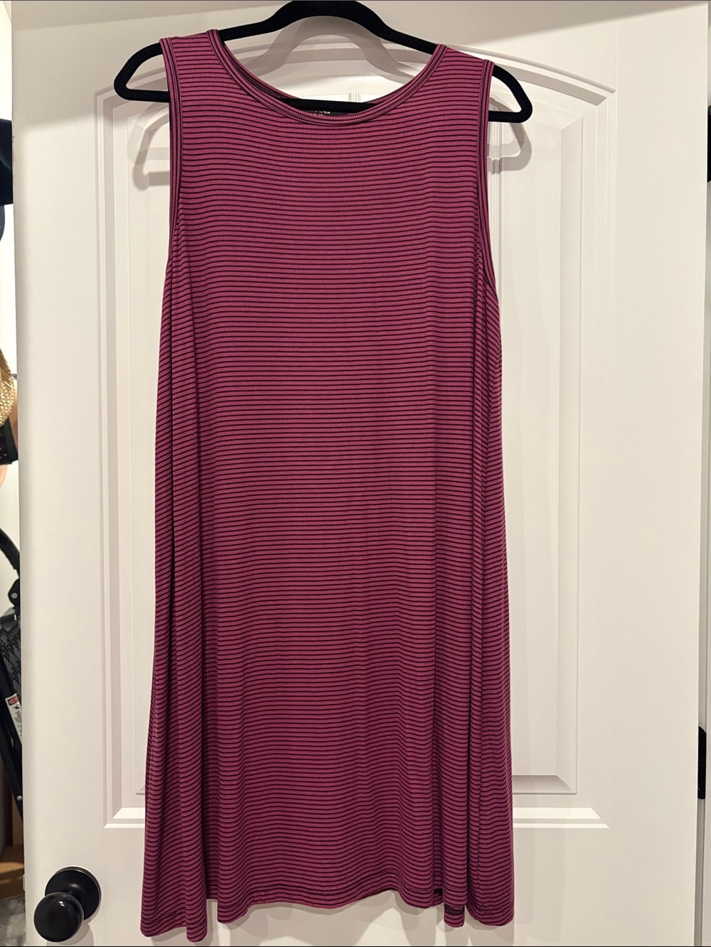 Renee C. Sleeveless Striped Midi Dress in Berry